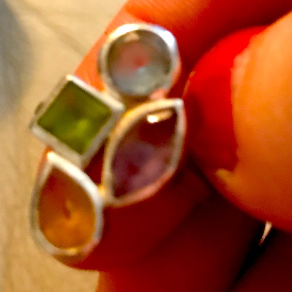 Multi- Gemstone Silver Ring . - image 1